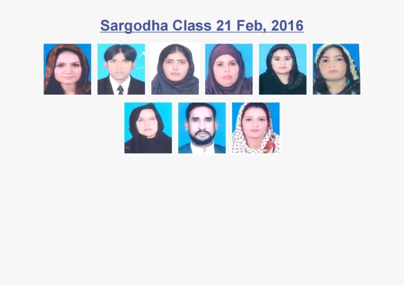 Sargodha Class February 21, 2016