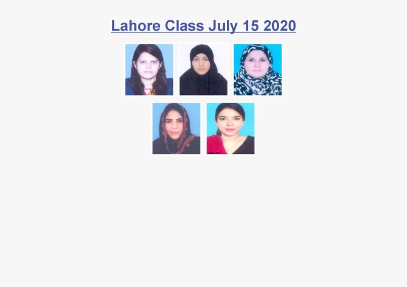 Lahore Class July 15, 2020